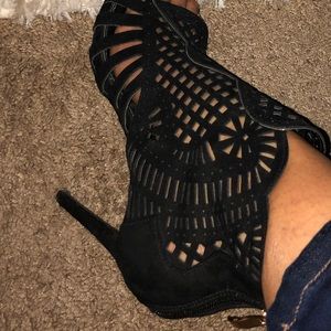 Black Peep Toe Booties